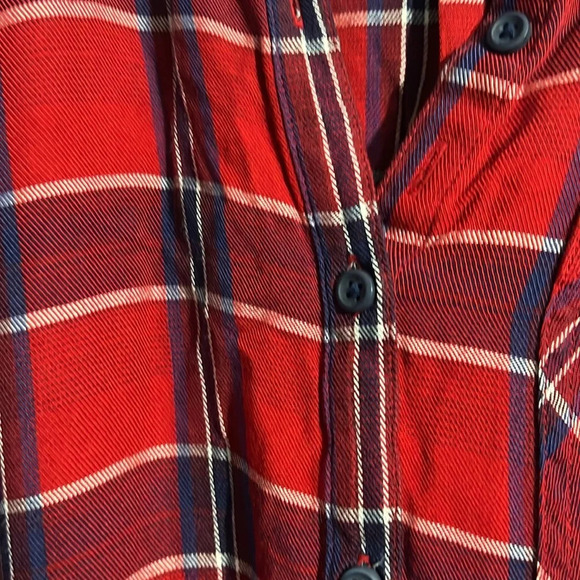 Isabel Maternity Red & Blue Plaid Long Shirt with Removable Tie Belt Size XS - Picture 4 of 7